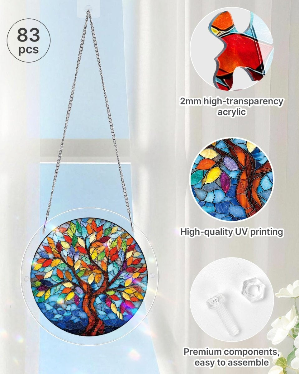 Acrylic Jigsaw Puzzle Suncatcher - Tree of Radiant Glass