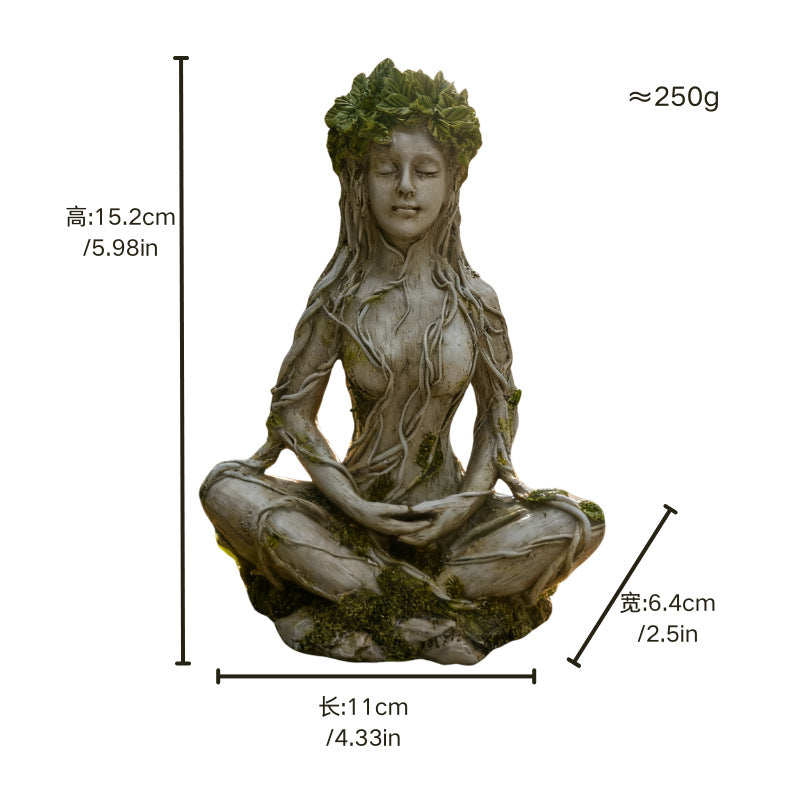 š„Limited Time 50% OFF|Mother Earth & Forest God Tree Root Meditating Statue, Resin Garden Decor Figurines (2 Styles)