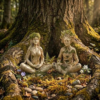 🔥Limited Time 50% OFF|Mother Earth & Forest God Tree Root Meditating Statue, Resin Garden Decor Figurines (2 Styles)