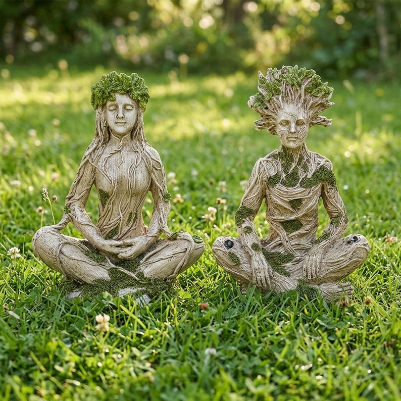 🔥Limited Time 50% OFF|Mother Earth & Forest God Tree Root Meditating Statue, Resin Garden Decor Figurines (2 Styles)
