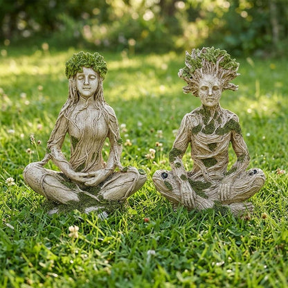 🔥Limited Time 50% OFF|Mother Earth & Forest God Tree Root Meditating Statue, Resin Garden Decor Figurines (2 Styles)