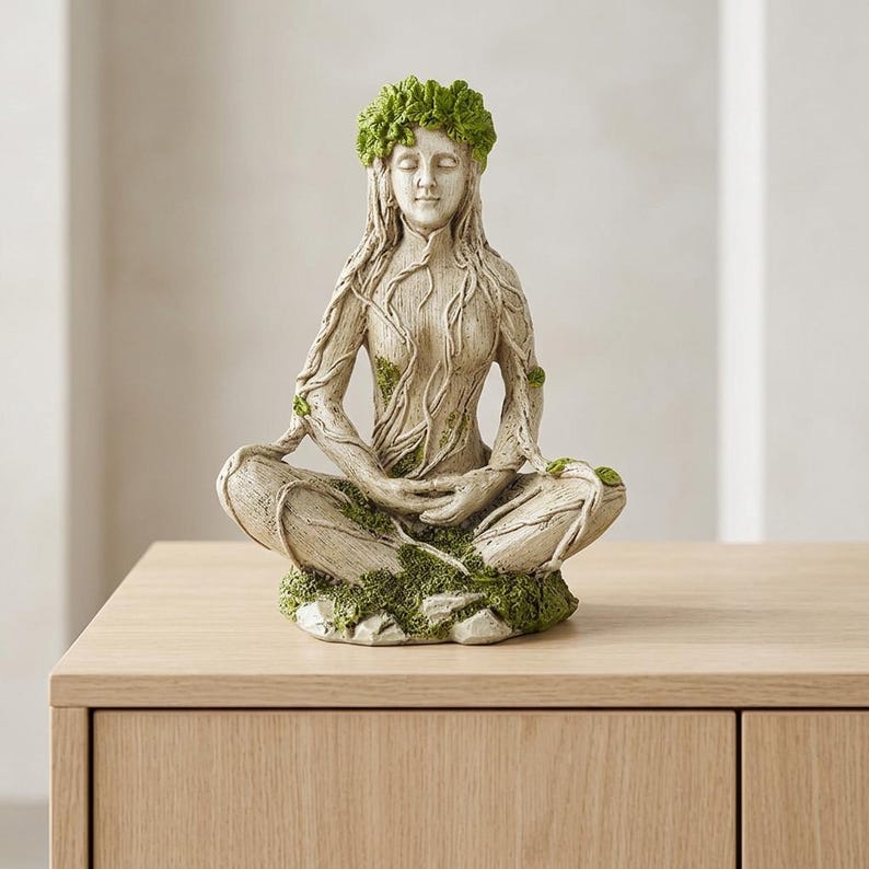 🔥Limited Time 50% OFF|Mother Earth & Forest God Tree Root Meditating Statue, Resin Garden Decor Figurines (2 Styles)