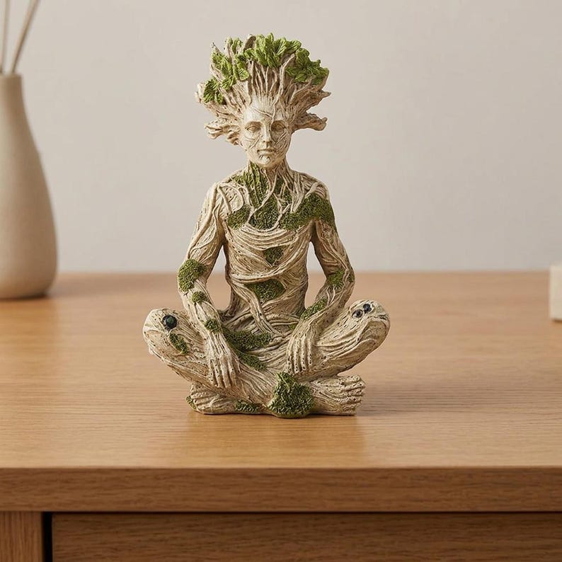 🔥Limited Time 50% OFF|Mother Earth & Forest God Tree Root Meditating Statue, Resin Garden Decor Figurines (2 Styles)