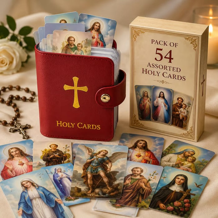 ✝️ Catholic Genuine Leather Holy Card Holder – Pocket Prayer Card Organizer with Snap Closure