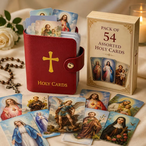 ✝️ Catholic Genuine Leather Holy Card Holder – Pocket Prayer Card Organizer with Snap Closure