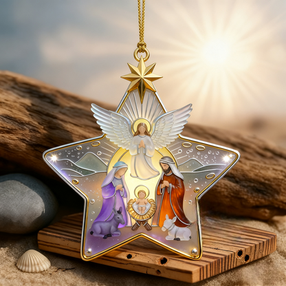 Star Jesus Nativity Sea Glass Pendant