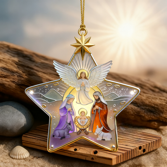 Star Jesus Nativity Sea Glass Pendant