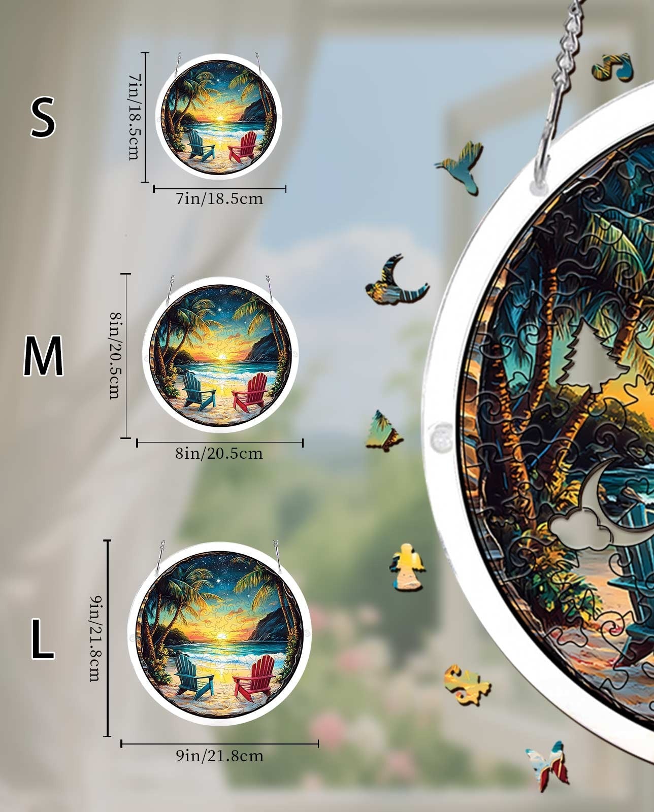 Acrylic Jigsaw Puzzle Suncatcher - Tropical Sunset