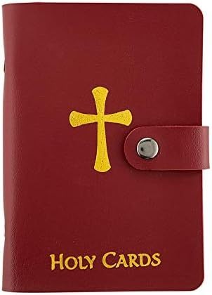 ✝️ Catholic Genuine Leather Holy Card Holder – Pocket Prayer Card Organizer with Snap Closure