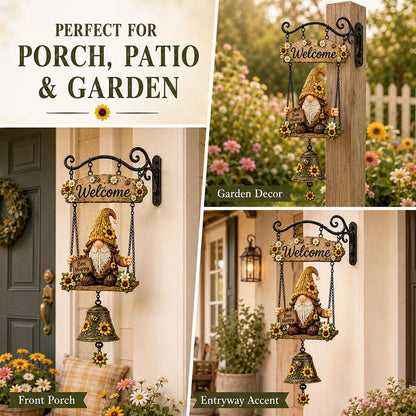 🔔Country Garden Gnome Bell Hanging Sign, Bee Themed Farmhouse Outdoor Porch Wall Decor