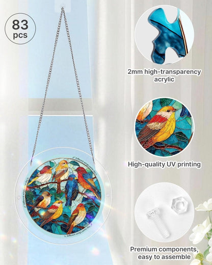 Acrylic Jigsaw Puzzle Suncatcher - Glowing Feather Haven