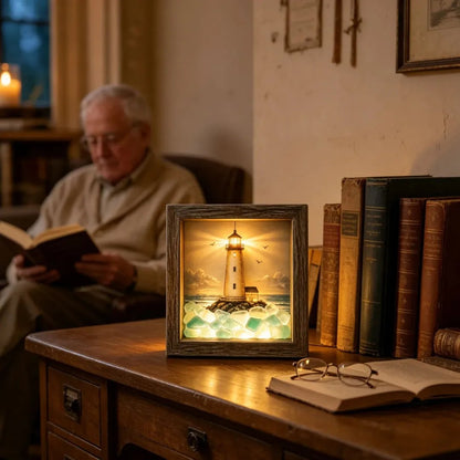 🎁Last Day 49% OFF 🔥💝Coastal Lighthouse Sea Glass Shadow Box Night Light