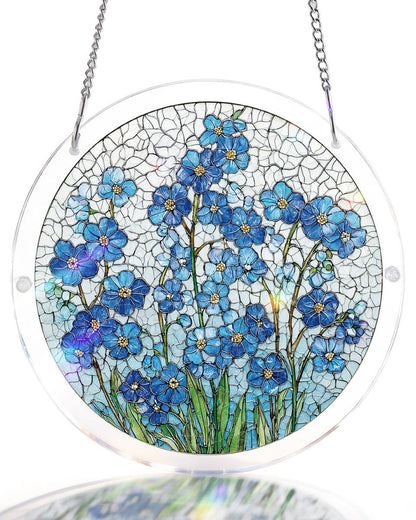 Acrylic Jigsaw Puzzle Suncatcher - Azure Bloom Whisper