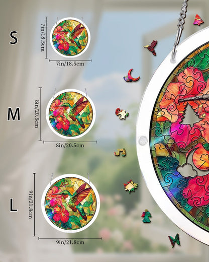 Acrylic Jigsaw Puzzle Suncatcher - Emerald Flame Hummingbird