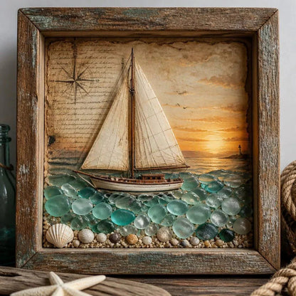 🎁Last Day 49% OFF 🔥💝Coastal Lighthouse Sea Glass Shadow Box Night Light