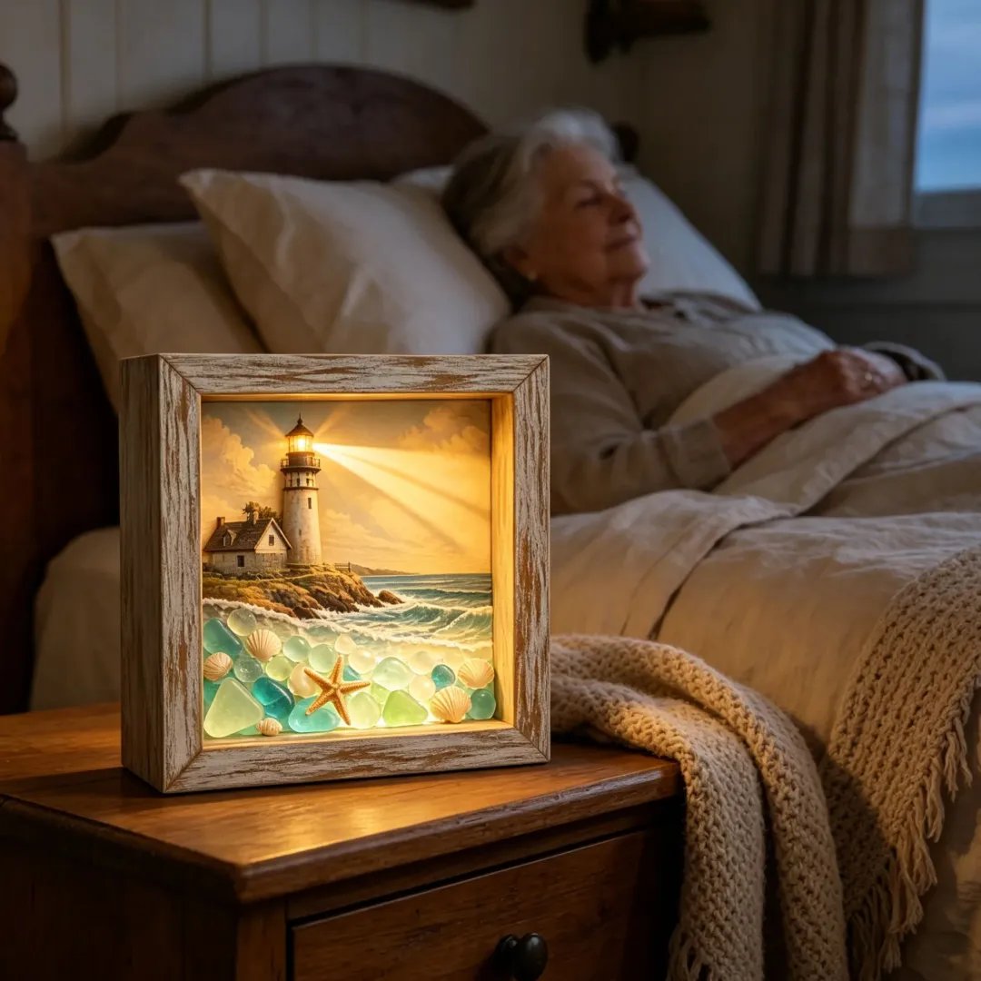 🎁Last Day 49% OFF 🔥💝Coastal Lighthouse Sea Glass Shadow Box Night Light