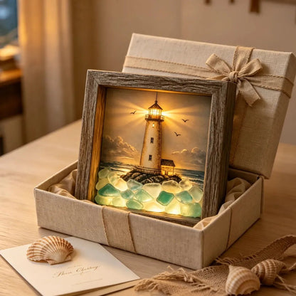 🎁Last Day 49% OFF 🔥💝Coastal Lighthouse Sea Glass Shadow Box Night Light