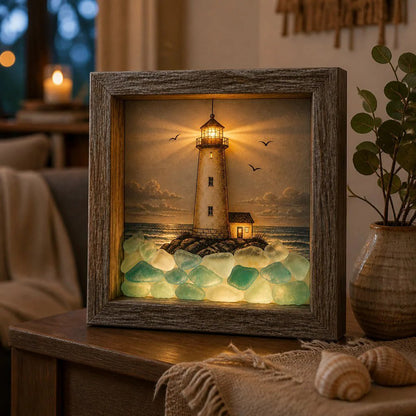 🎁Last Day 49% OFF 🔥💝Coastal Lighthouse Sea Glass Shadow Box Night Light