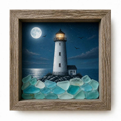 🎁Last Day 49% OFF 🔥💝Coastal Lighthouse Sea Glass Shadow Box Night Light