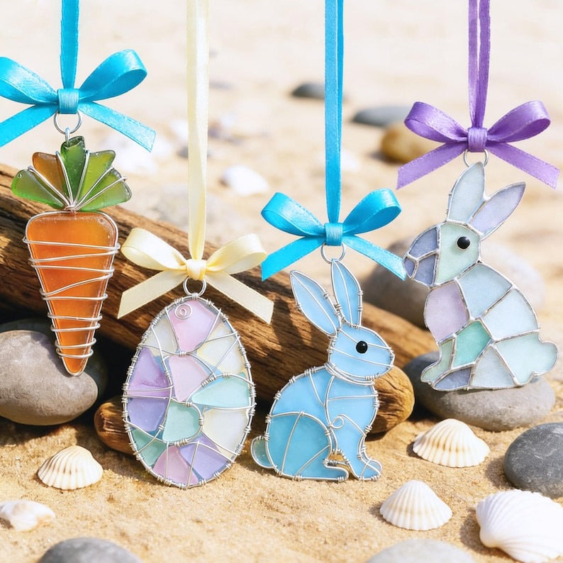 Easter Wire Wrapped Sea Glass Pendants