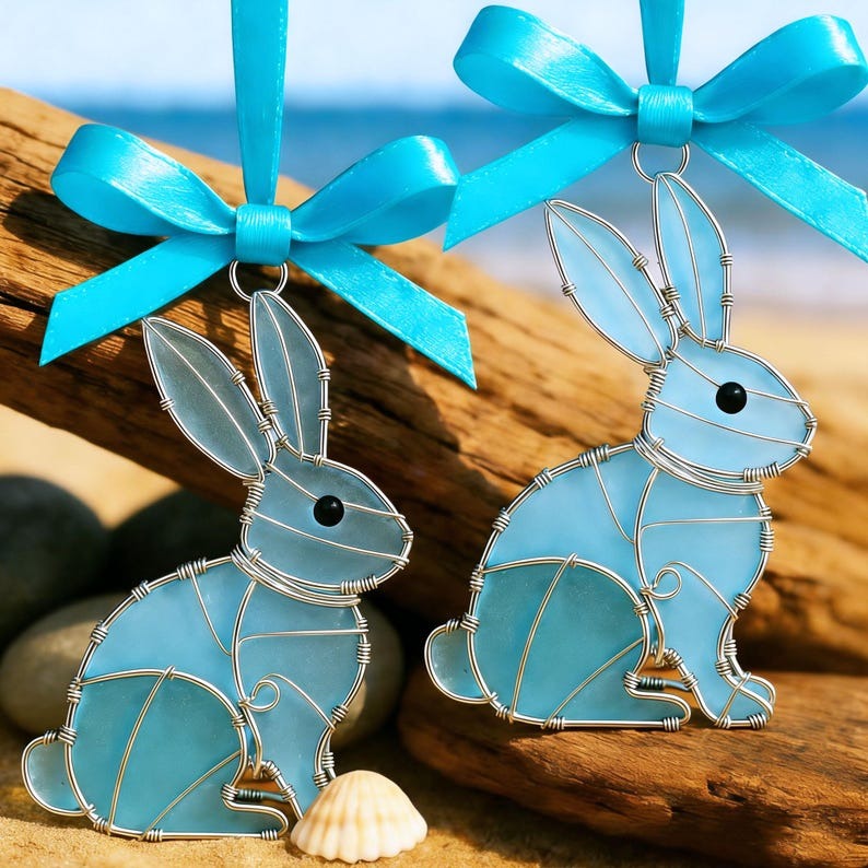 Easter Wire Wrapped Sea Glass Pendants