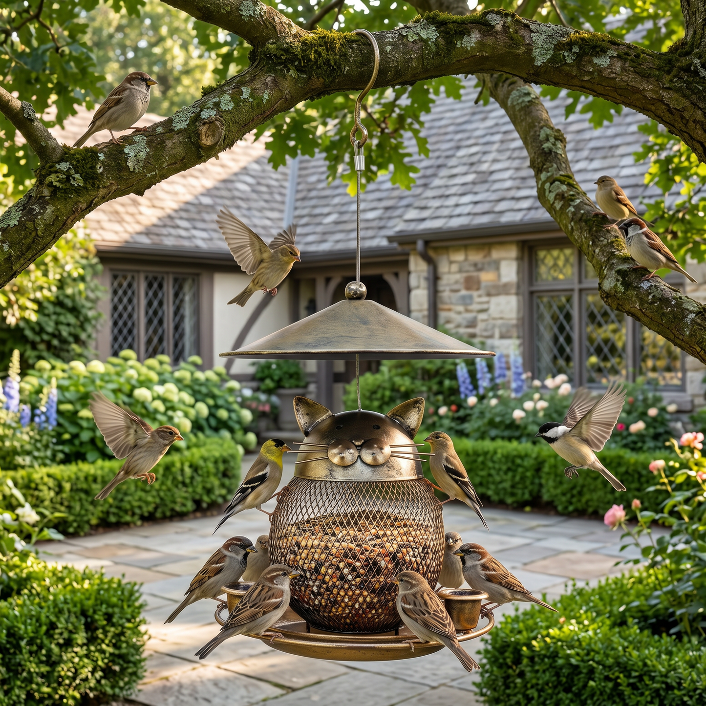 🔥Limited Time 50% OFF🐱Vintage Metal Animal Bird Feeder | Owl & Cat Hanging Wild Bird Feeders